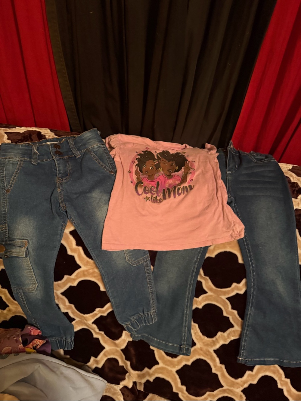 Pink "Cool Mom" Graphic Tee with Two Blue Jeans
